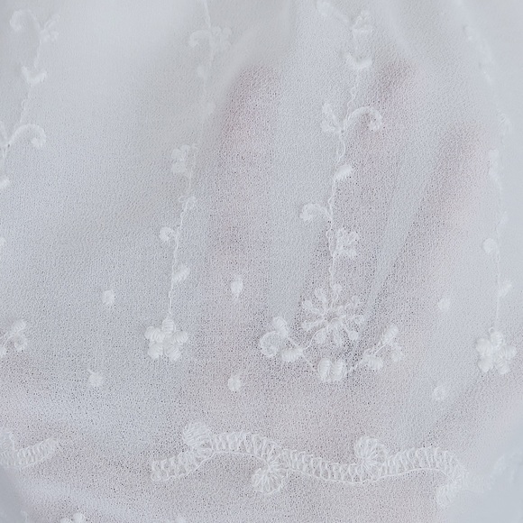 White Sheer Beach Cover Up Tank Top Flower Design - Picture 3 of 4